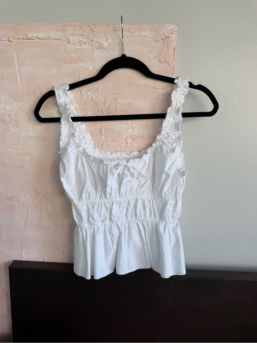 Sunday Best White Ruffled Tie-Front Peplum Tank